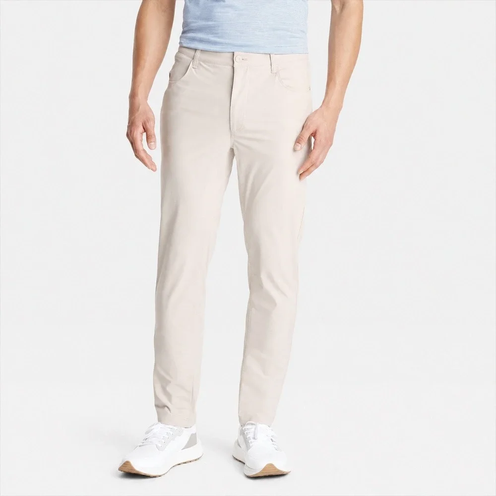 All in Motion Mens Golf Pants Stone Beige Stretch 5-Pocket 40x32 NEW